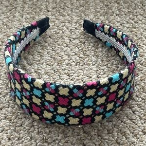 Criss-cross Woven Yarn Headband - Pink/Blue/Beige/Black